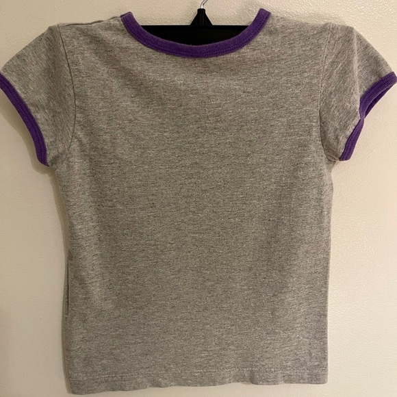 Disney Girl’s Lady and the Tramp T-Shirt Size 5/6 Gray Purple Trim Cute Tee - Picture 2 of 3